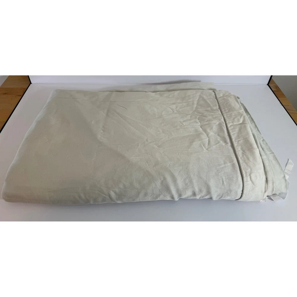 De Medici Fine Italian Luxe King Duvet Cover Light Grey Hemstitch Linen Bedding